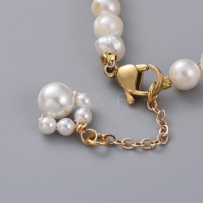 Natural Cultured Freshwater Pearl Beaded Bracelets BJEW-JB04997-1