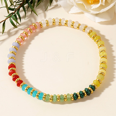 Bohemian Style Natural & Synthetic Gemstone Beads Stretch Bracelets for Women Men GW3673-1