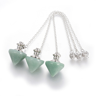 Natural Green Aventurine Cone Dowsing Pendulums G-G771-D07-1