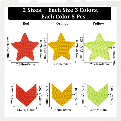 30Pcs 6 Styles Star & Arrow Waterproof PET Warning Stickers STIC-GF0001-20-1