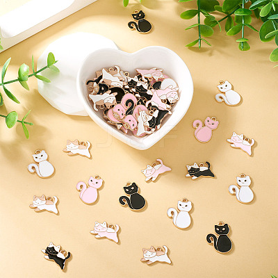 60Pcs 6 Styles Alloy Enamel Pendants ENAM-TA0002-73-1