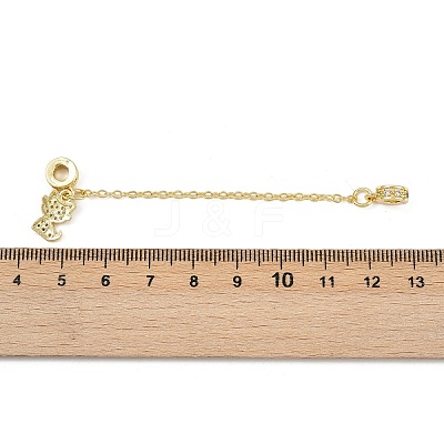 Brass Pave Clear Cubic Zirconia European Safety Chains with Charms KK-L236-16E-G-1