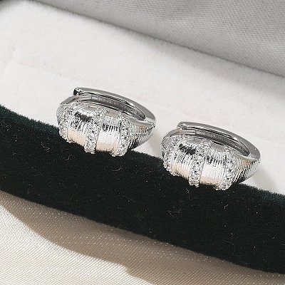 Brass Clear Cubic Zirconia Hoop Earrings EJEW-Q014-21P-1
