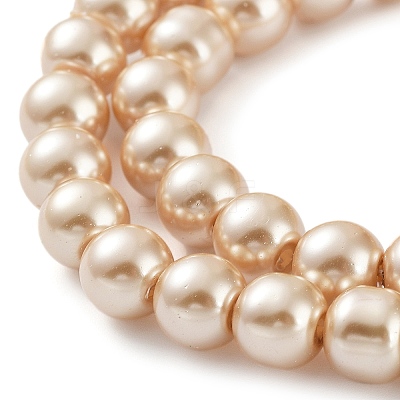 Baking Paint Pearlized Glass Pearl Round Bead Strands HY-Q330-8mm-42-1
