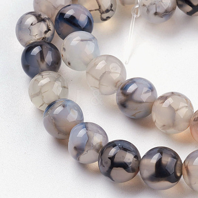 Round Natural Dragon Veins Agate Beads Strands G-S124-8mm-1