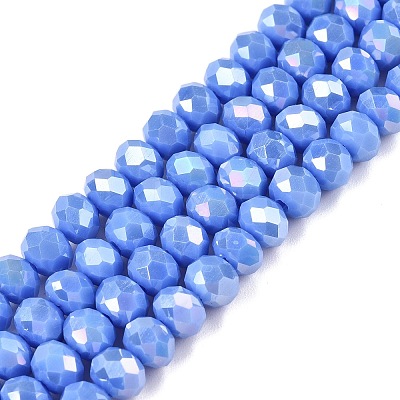 Electroplate Glass Beads Strands X-EGLA-A044-P6mm-B17-1