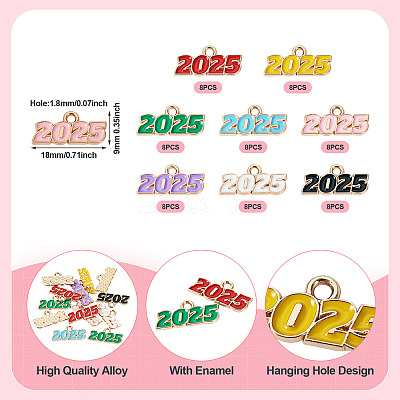 64Pcs 8 Colors Alloy Enamel Pendants ENAM-PJ0001-14-1