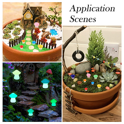 30Pcs 2 Styles Luminous Resin Mushroom Ornament RESI-TA0004-04B-1