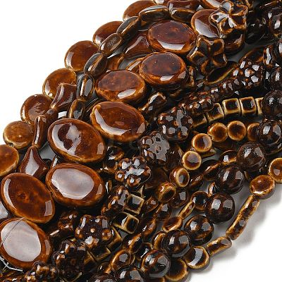 Handmade Porcelain Beads Strands PORC-B002-19D-1