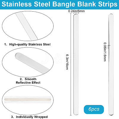 304 Stainless Steel Bangle Blank Strips MAK-WH0016-02B-P-1