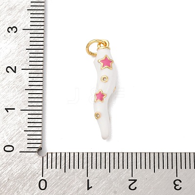 Brass Micro Pave Cubic Zirconia & Enamel Pendants KK-Q098-35G-B-1