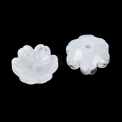 Transparent Spray Paint Glass Bead Caps GLAA-H035-04-1