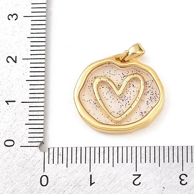 Transparent Epoxy Resin Brass Pendants KK-B163-01G-02-1