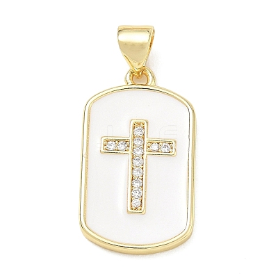 Religion Cross Brass Micro Pave Clear Cubic Zirconia Pendants CU-CBA83A6-03H-G02-1