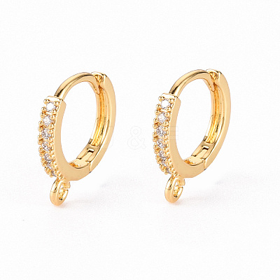 Brass Micro Pave Clear Cubic Zirconia Hoop Earring Findings LS-X-ZIRC-S068-009B-NF-1
