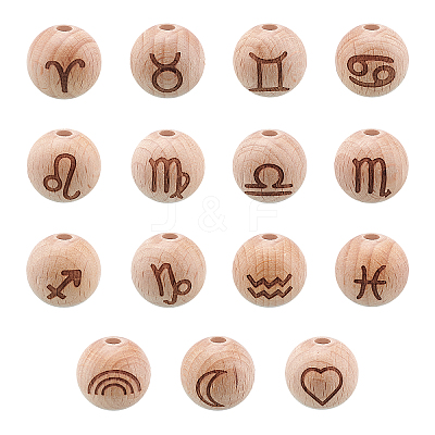 Natural Undyed Beech Beads WOOD-PH0001-03-1