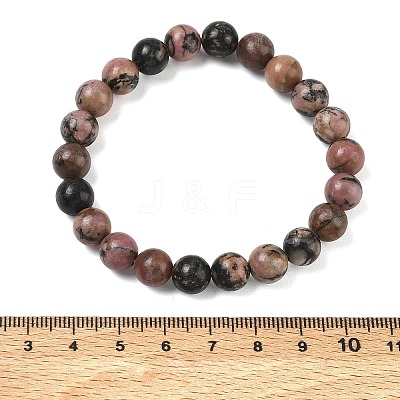 Natural Rhodonite Round Beaded Stretch Bracelets GG-CBA12F1-02A-01-1