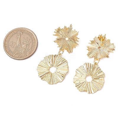 Brass Flower Dangle Stud Earrings EJEW-JE06226-1