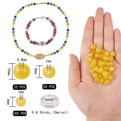 DIY Round Cat Eye Beads Bracelet Making Kit DIY-SZ0006-56C-1