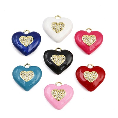 Brass Micro Pave Cubic Zirconia Pendants KK-B157-32G-1