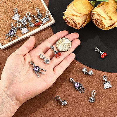 18Pcs 6 Styles Alloy Enamel & Crystal Rhinestone European Dangle Charms FIND-YW0006-85-1
