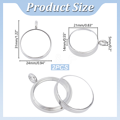 2Pcs 304 Stainless Stee Locket Pendants STAS-HY0002-24P-1