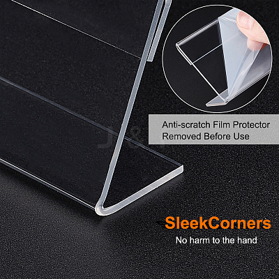 L-Shaped Transparent Acrylic Slant Back Sign Holder ODIS-WH0002-35-1