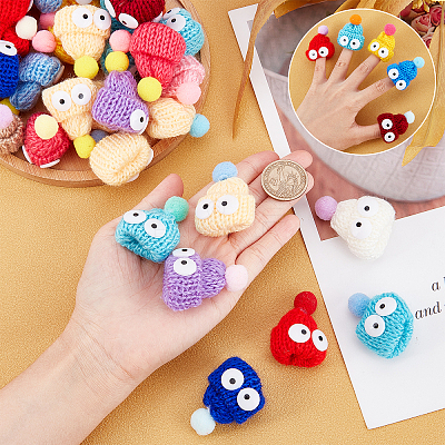 40Pcs Christmas Theme Handmade Wool Woven Hat Decoration WOVE-SC0001-05-1