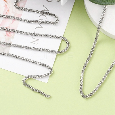 Non-Tarnish 3.28 Feet 304 Stainless Steel Wheat Chains X-STAS-O076-07-1