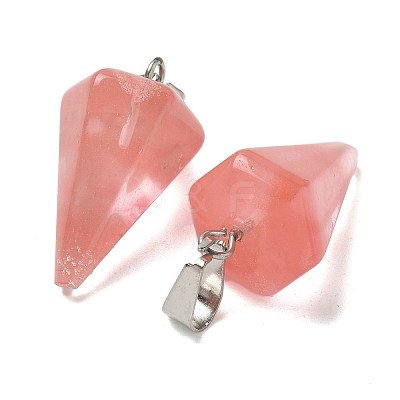 Cherry Quartz Glass Pendants G-B127-13P-06-1