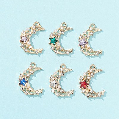 6Pcs 6 Colors Acrylic Rhinestone Pendants FIND-FS0001-39-1-1