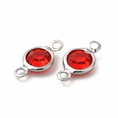 304 Stainless Steel with Glass Connector Charms STAS-G305-08P-02-1