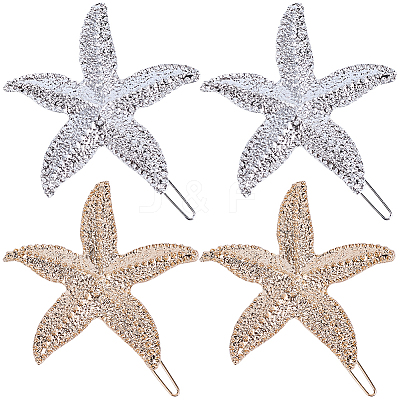 4Pcs 2 Colors Zinc Alloy Hair Barrettes PHAR-SP0001-24-1