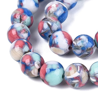 Assembled Synthetic Turquoise and Trochus Shell Beads Strands G-N369-02B-02-1