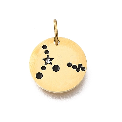 Twelve Constellations 304 Stainless Steel Enamel Pendants STAS-A148-01G-02-1