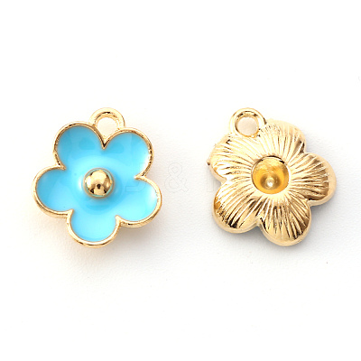 Light Gold Plated Alloy Enamel Pendants X-ENAM-R136-16C-1