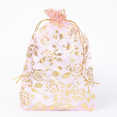Rose Printed Organza Bags X-OP-R021-13x18-01-1