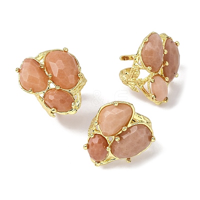 Natural Quartz Cuff Rings RJEW-M076-06G-1