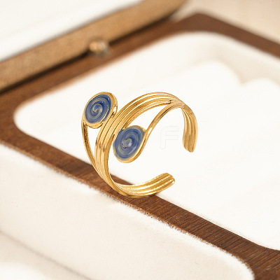 304 Stainless Steel Enamel Cuff Open Rings WG485A3-02-1