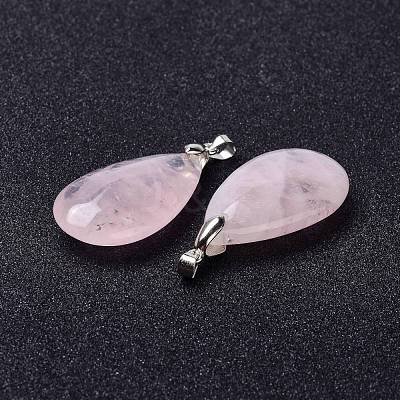 Natural Rose Quartz Pendants X-G-D084-01P-B15-1