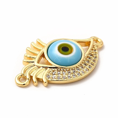 Rack Plating Real 18K Gold Plated Brass Micro Pave Clear Cubic Zirconia Connector Charms ZIRC-L102-08G-1