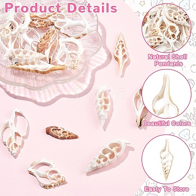 18Pcs 6 Styles Natural Shell Big Pendants BSHE-YW0001-20-1