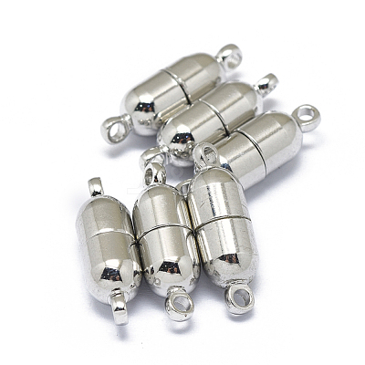 Rack Plating Brass Magnetic Clasps with Loops KK-F801-05-P-1