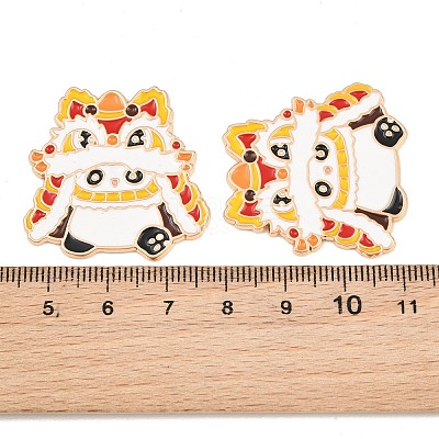 Chinese Lion Dance Panda Alloy Enamel Cabochons AL-CBA1A6F-03KCG-D-1