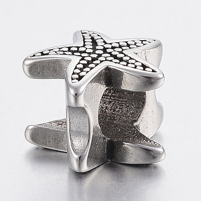 304 Stainless Steel European Beads STAS-F150-076AS-1