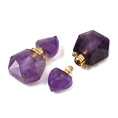 Natural Amethyst Perfume Bottle Pendants G-L623-12G-03-1
