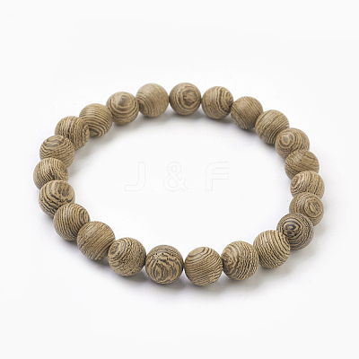 Natural Dyed Sandalwood Beads Stretch Bracelets BJEW-JB03843-02-1