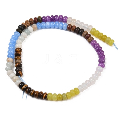 Natural Polychrome Jasper & Flower Amazonite & Tiger Eye & Dyed White Jade & White Jade & Lemon Jade Beads Strands G-Z135-C01-1