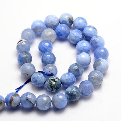Dyed Natural Fire Crackle Agate Faceted Round Beads Strands G-E320C-8mm-03-1