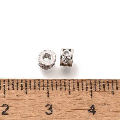 Rack Plating Clear Brass Micro Pave Cubic Zirconia Beads KK-H508-21P-1